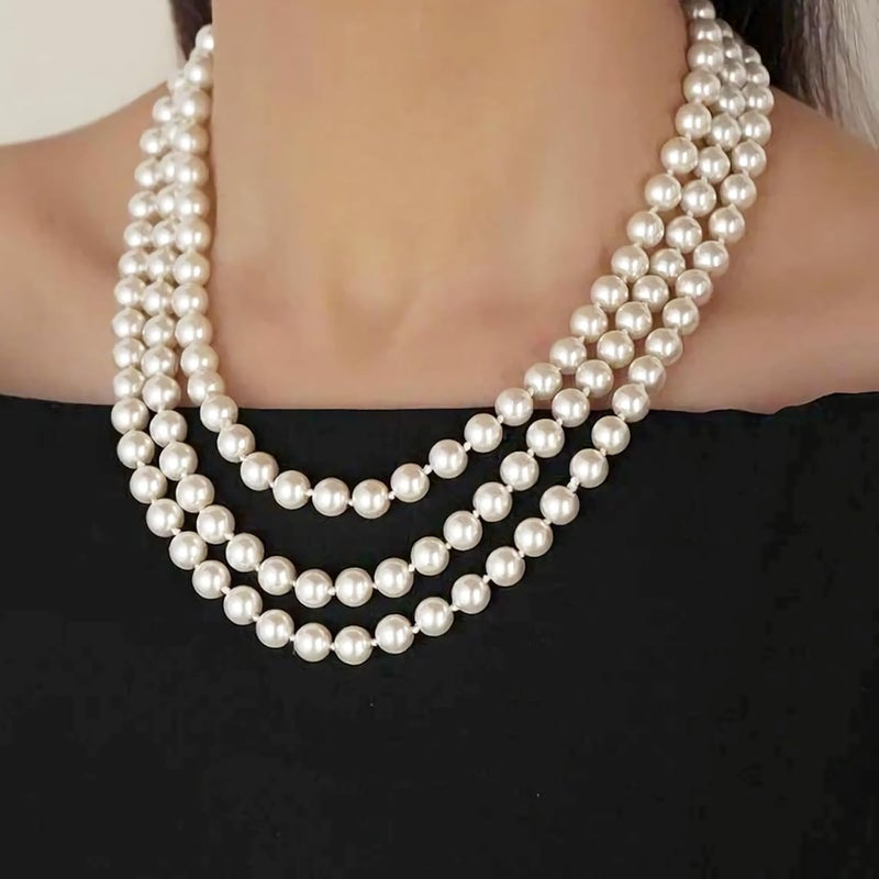 CdbC 59" Long Pearl Necklace, Faux Long Pearl Necklaces for Women, Vintage Elegant Long Pearls, Pearl Necklace Long for Wedding Party 1920s Gatsby Costume Jewelry - Image 4